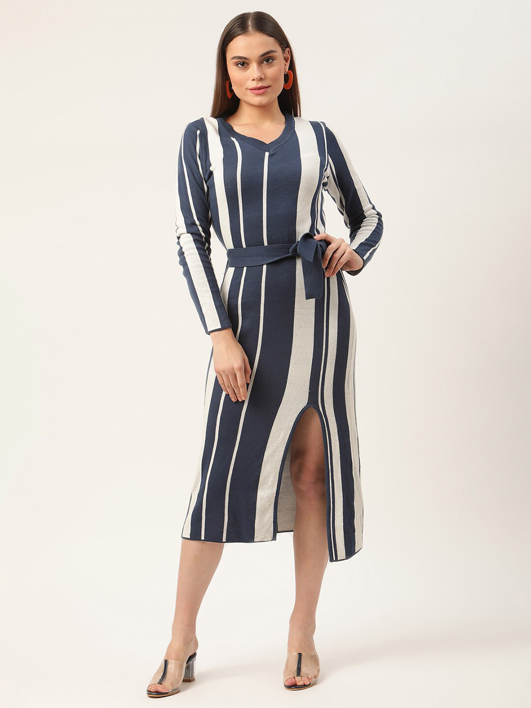 ZOELLA Multicoloured Striped Sheath Midi SweatDress