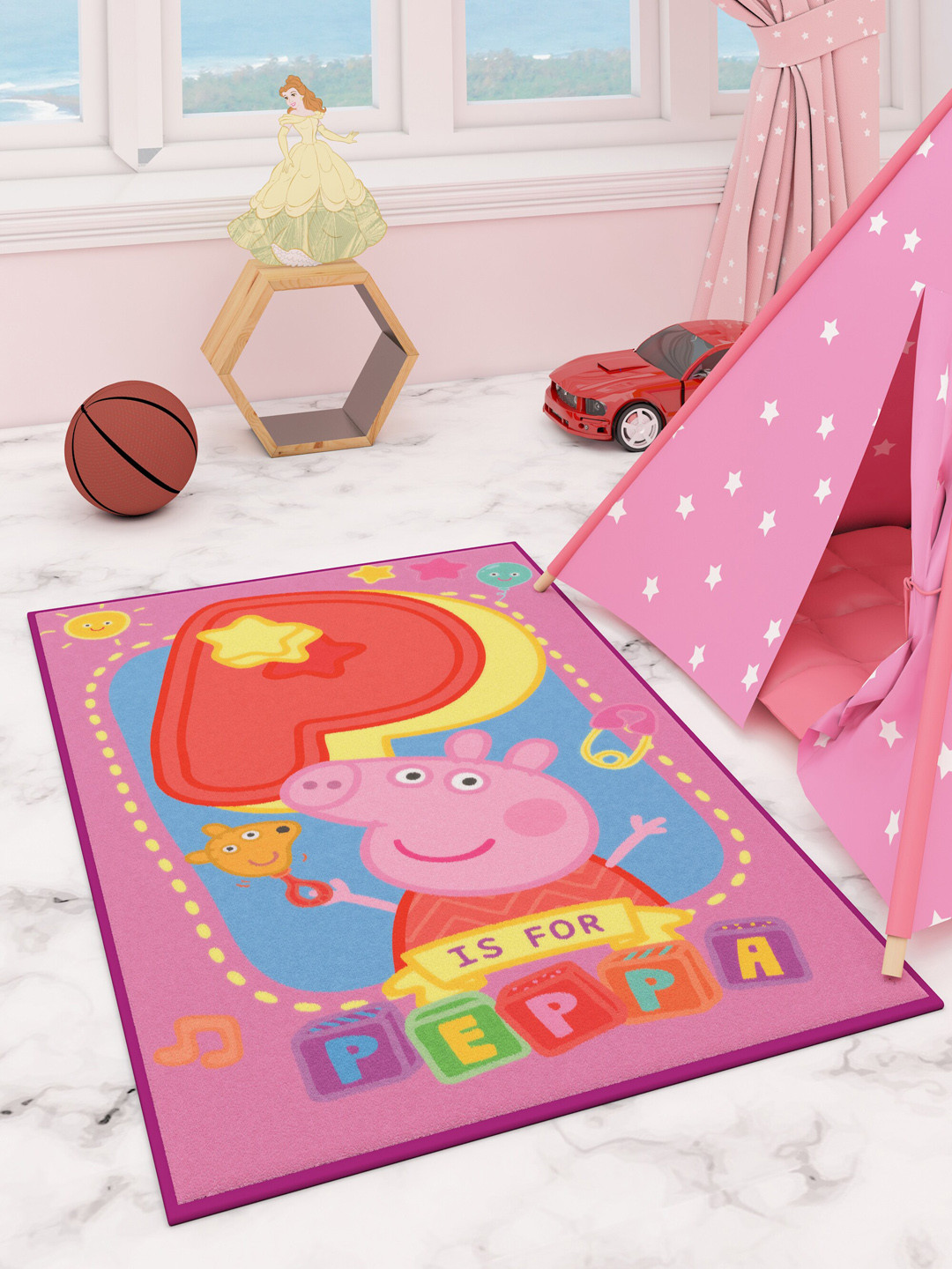 Athom Trendz Kids Pink & Blue Cartoon Characters Carpet