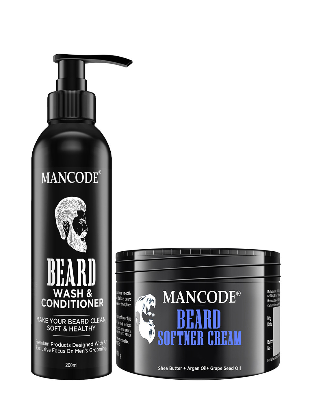 Mancode Beard Wash & Conditioner 200ml & Beard Softener Cream 100gm ( Combo of 2 )