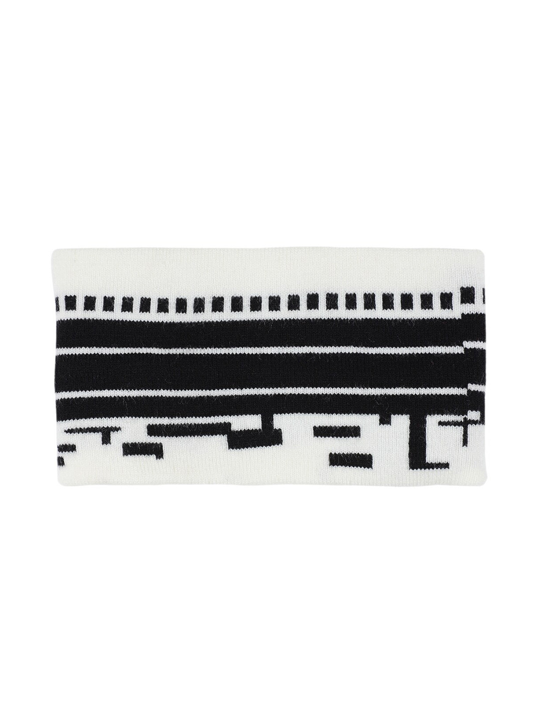 Bharatasya Women White & Black Woolen Earwarmer Headband