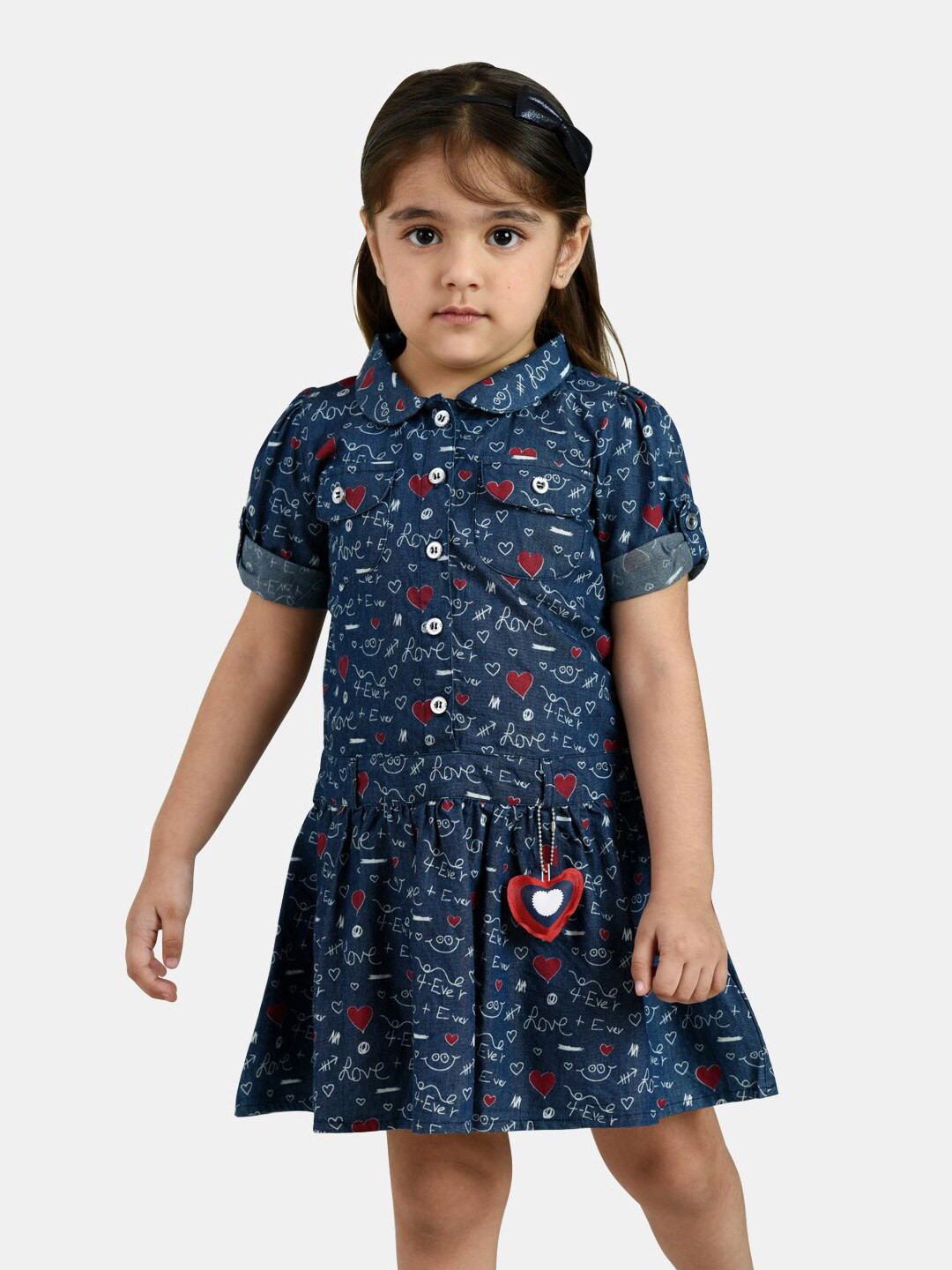 Peppermint Blue Cotton Drop-Waist Dress