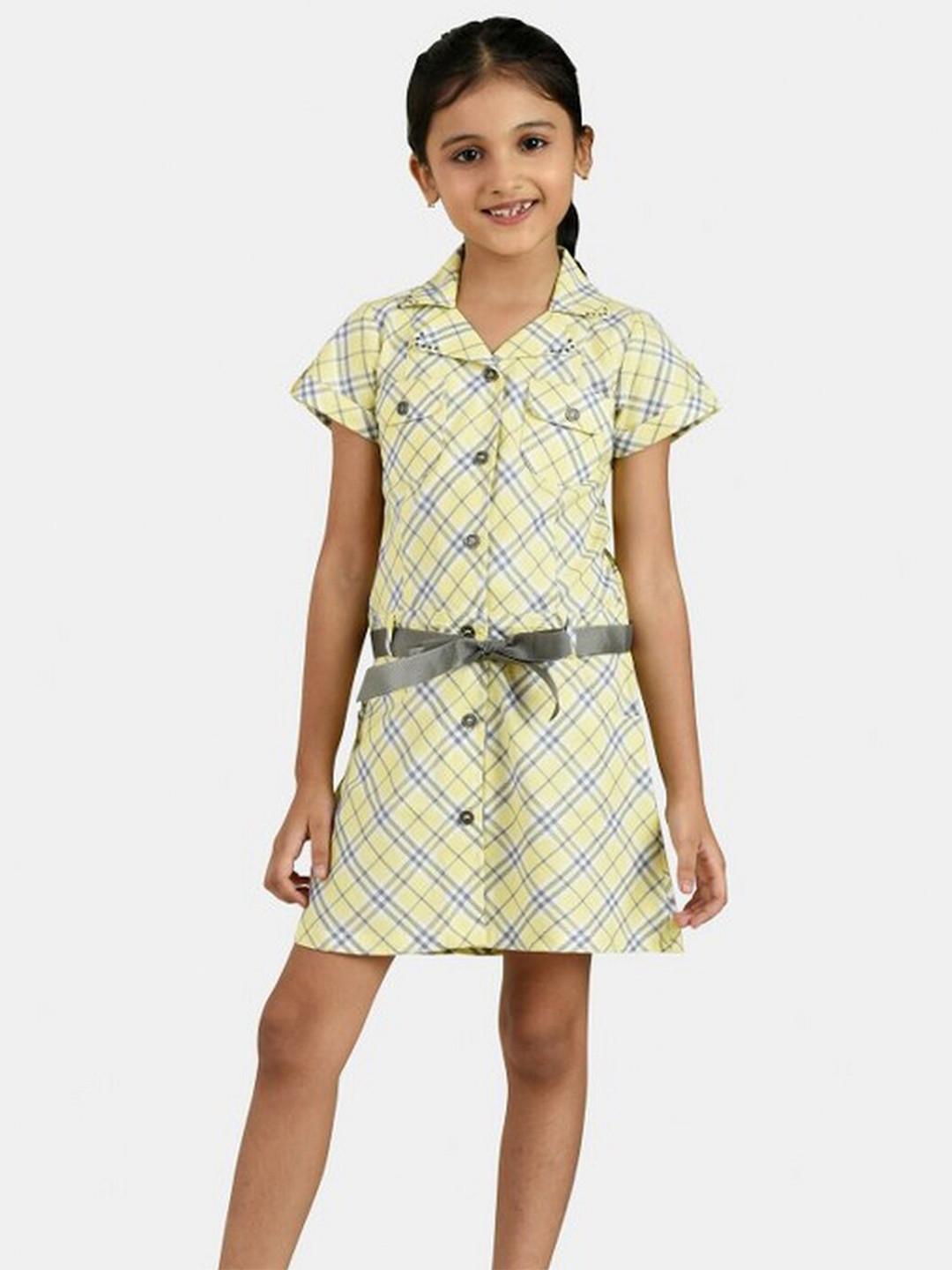 Peppermint Yellow Checked Shirt Dress