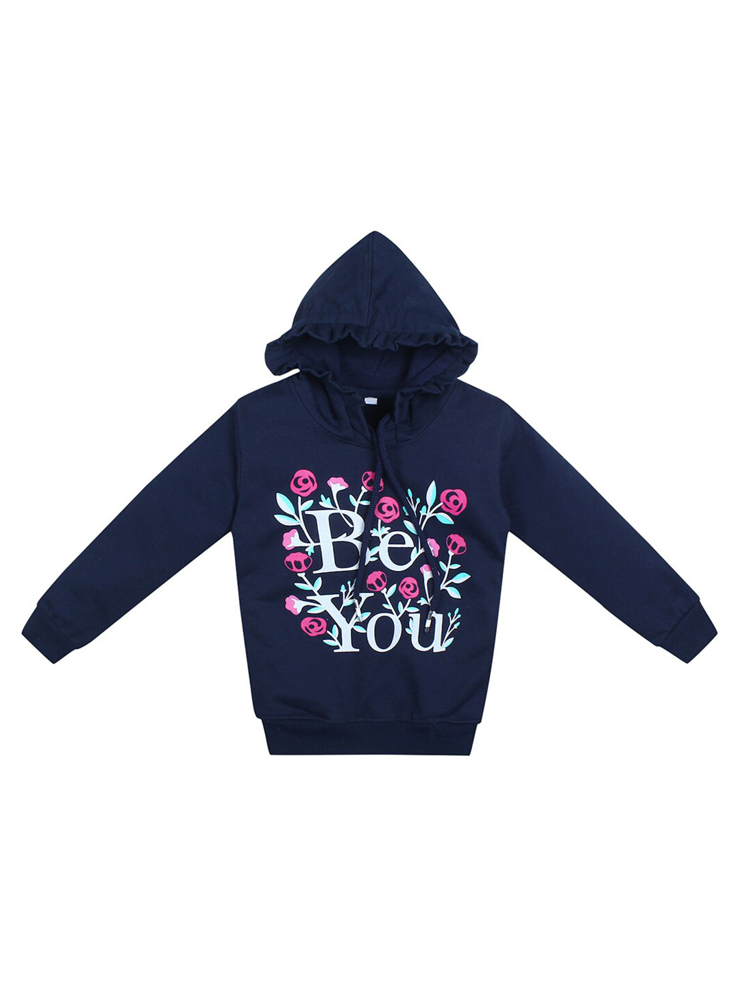 Superminis Unisex Kids Navy Blue Printed Hooded Sweatshirt