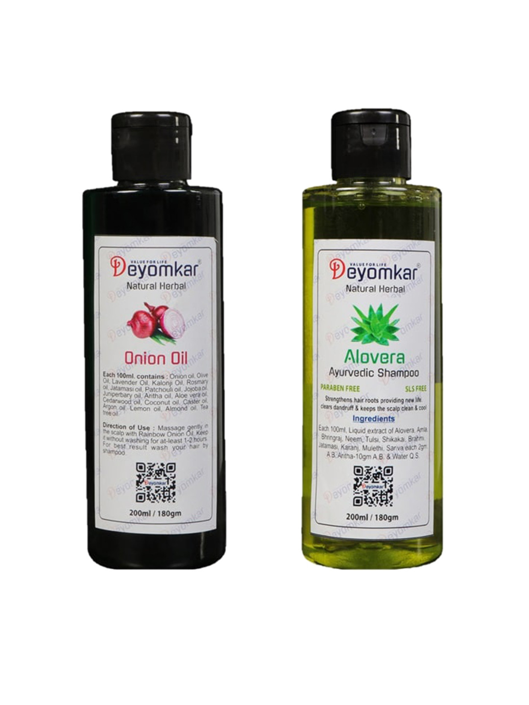 Deyomkar Set Of 2 Green Alovera Shampoo & Onion Oil 200Ml