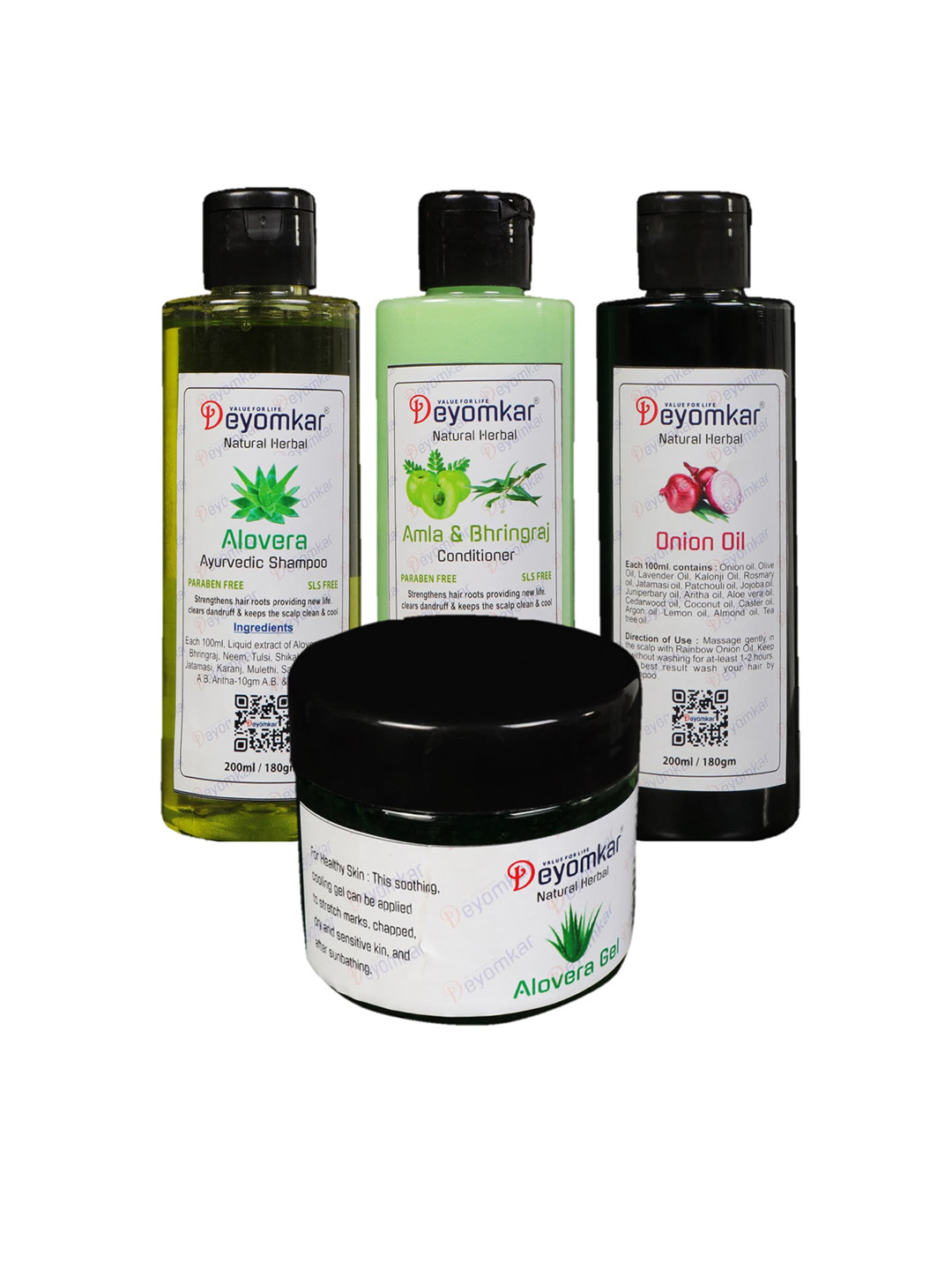 Deyomkar Unisex Alovera shampoo, Amla Conditioner, Onion Oil & Alovera Gel