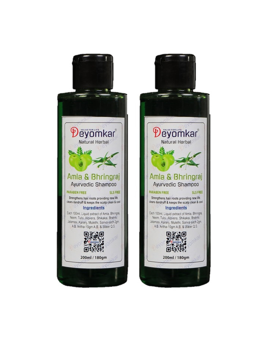 Deyomkar Set Of 2 Green Amla-Bhringraj Shampoo