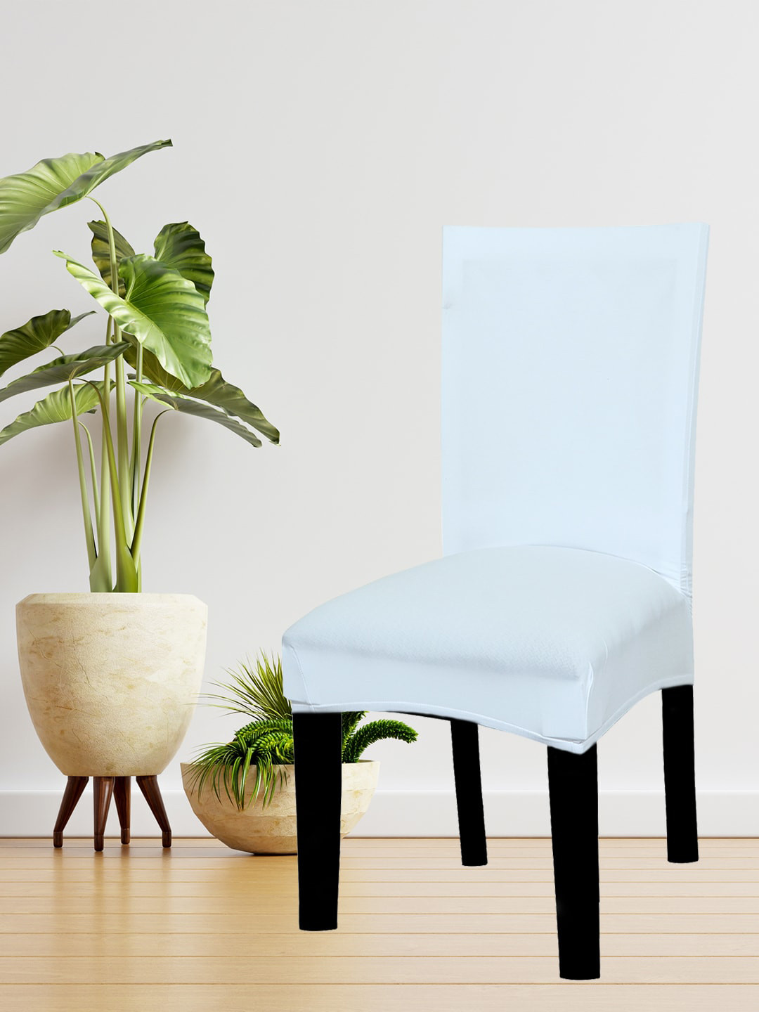 HOUSE OF QUIRK White Solid Removable Chair Covers
