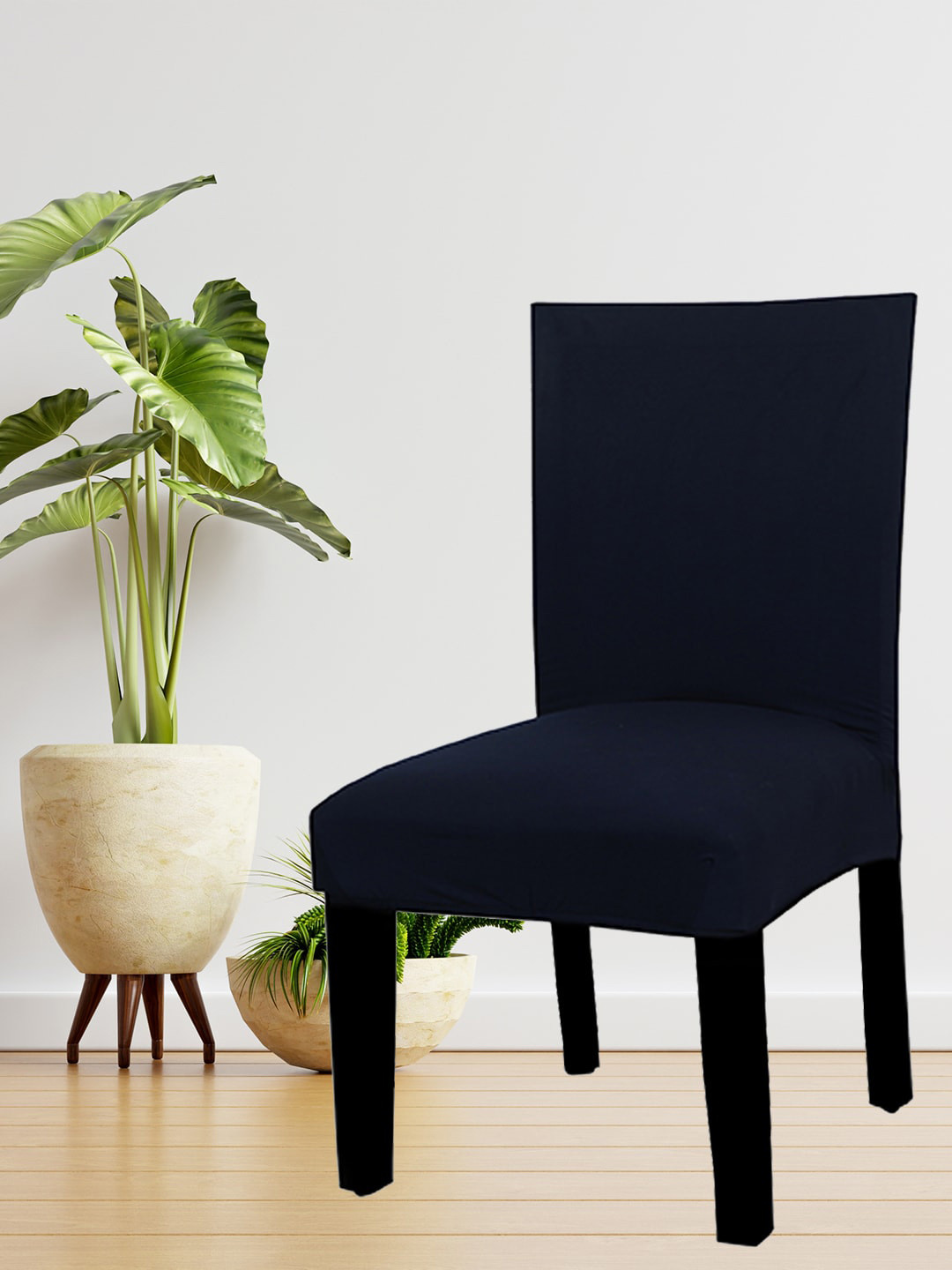 HOUSE OF QUIRK Blue Solid Removable Chair Cover
