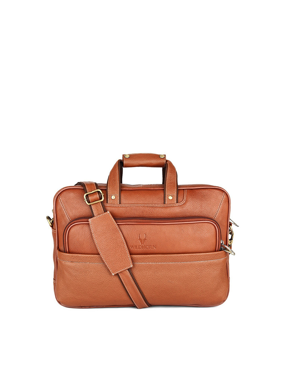 WildHorn Men Tan Leather Laptop Bag