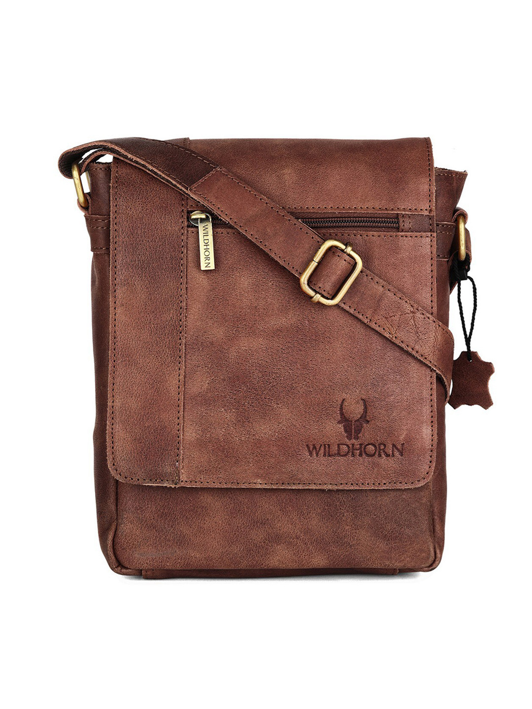 WildHorn Men Brown Leather Messenger Bag