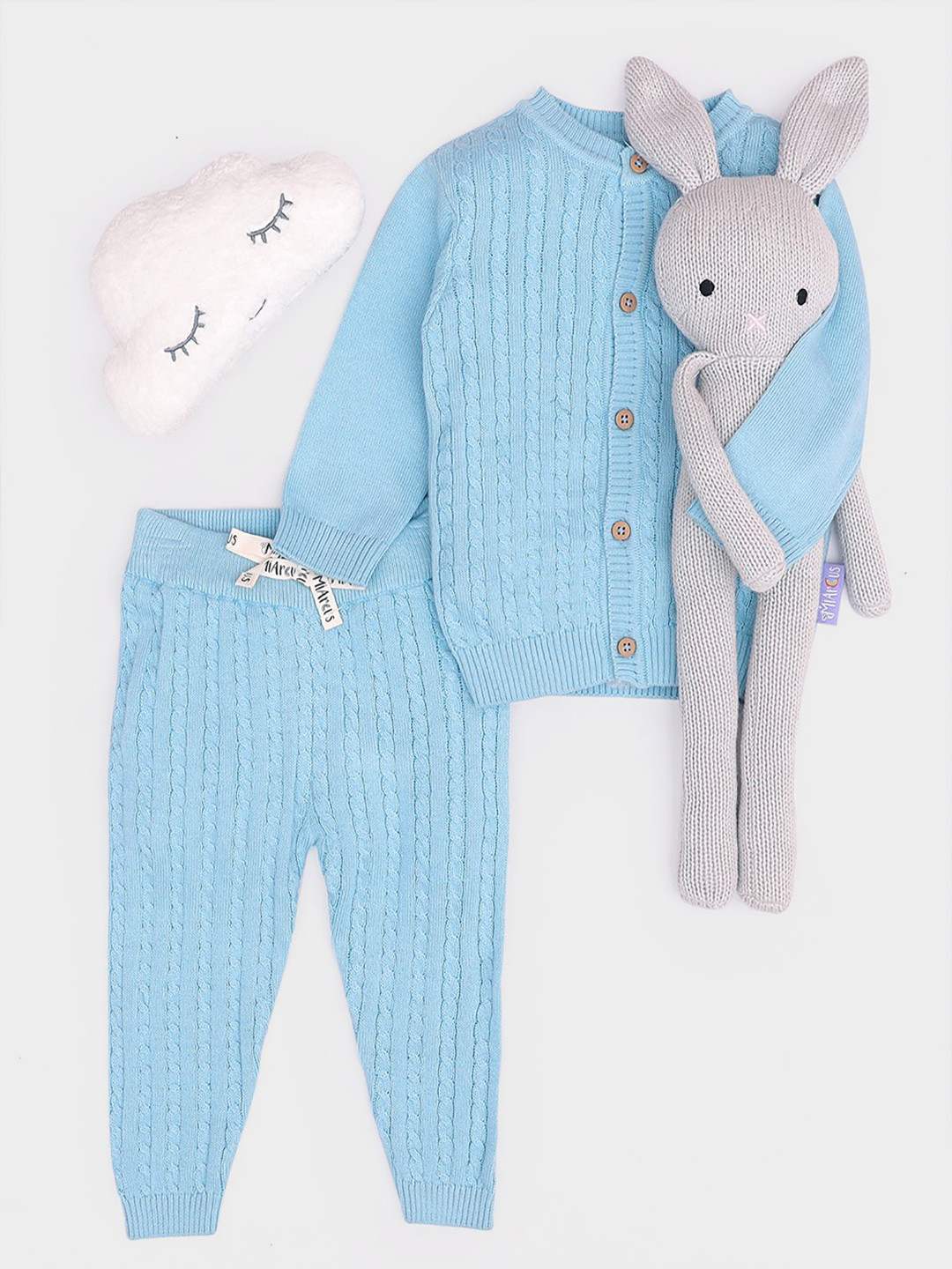 MiArcus Kids Blue Cabel Knitted Cardigan with Pyjamas