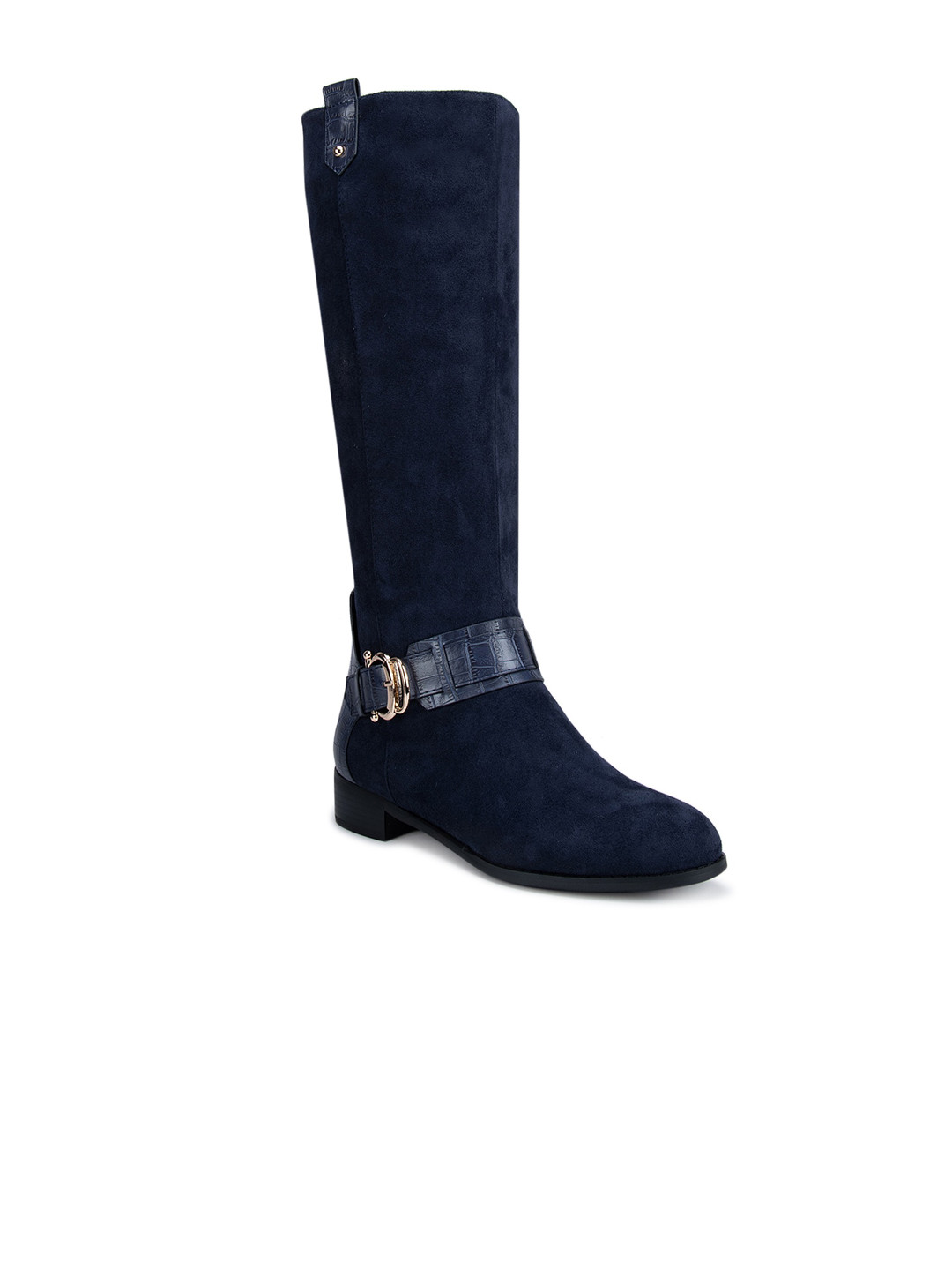 ROSSO BRUNELLO Blue Suede High-Top Block Heeled Boots
