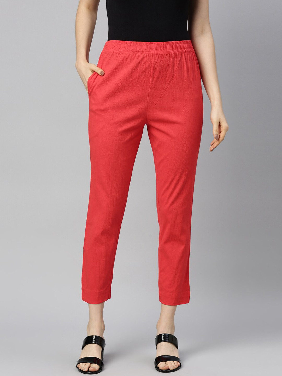 GOLDSTROMS Women Peach-Coloured Cigarette Trousers