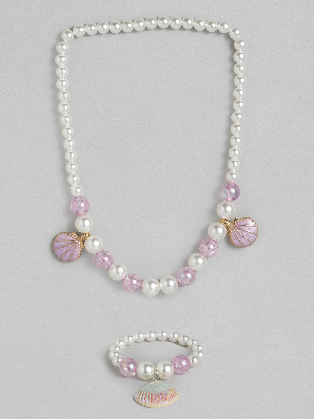 EL REGALO Girls White  Purple Sea Shell Themed Jewellery Set