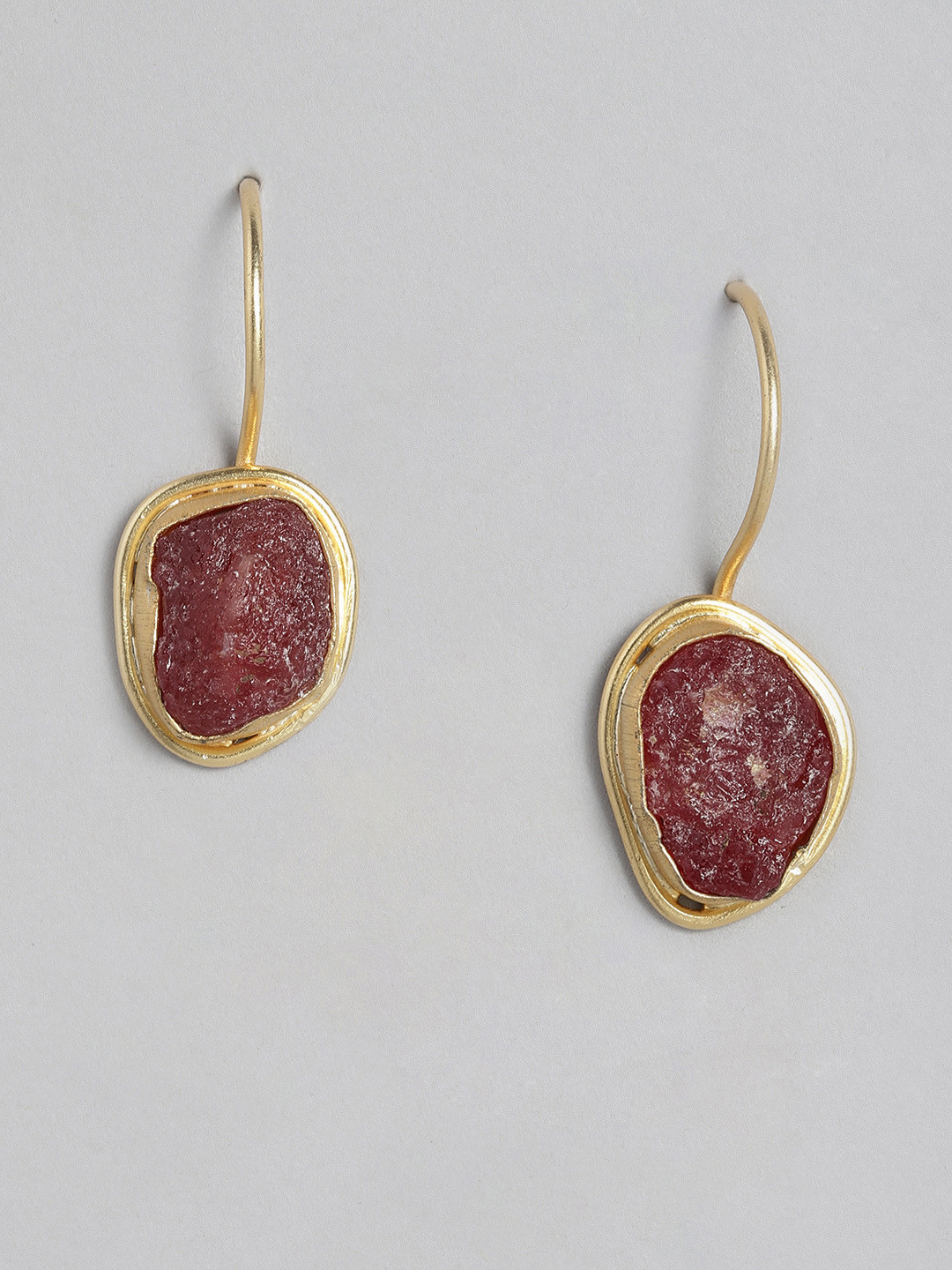 EL REGALO Red & Gold-Toned Garnet Drop Earrings