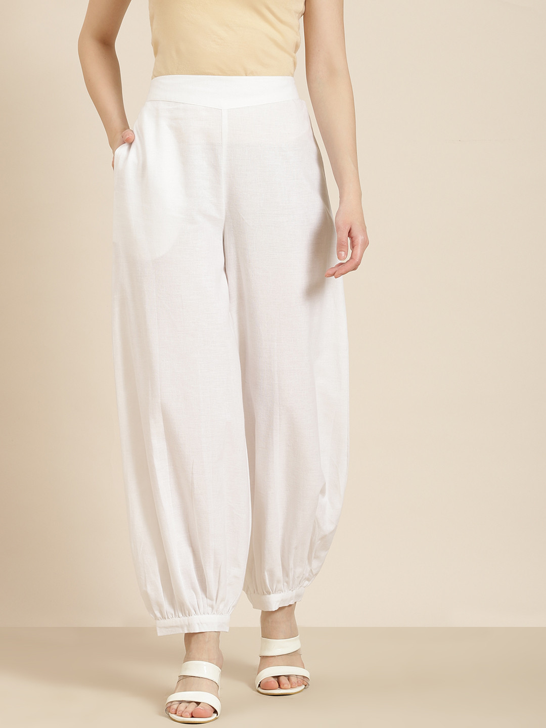 Juniper Women White Original Pleated Dhoti Pant