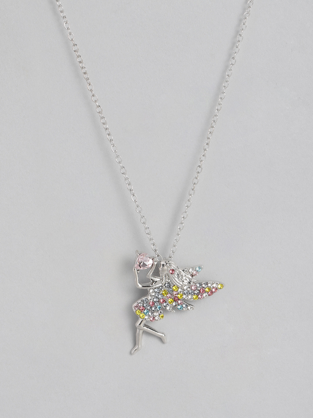 EL REGALO Kids Girls Pink  Silver-Toned Fairy Chain