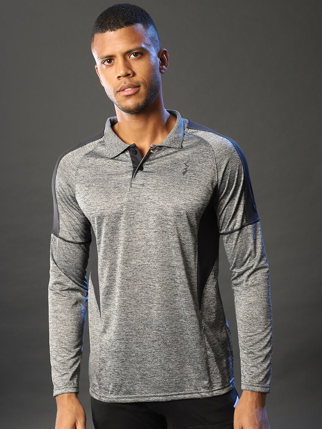 Campus Sutra Men's Solid Grey Dri-Fit Full Sleeve Activewear T