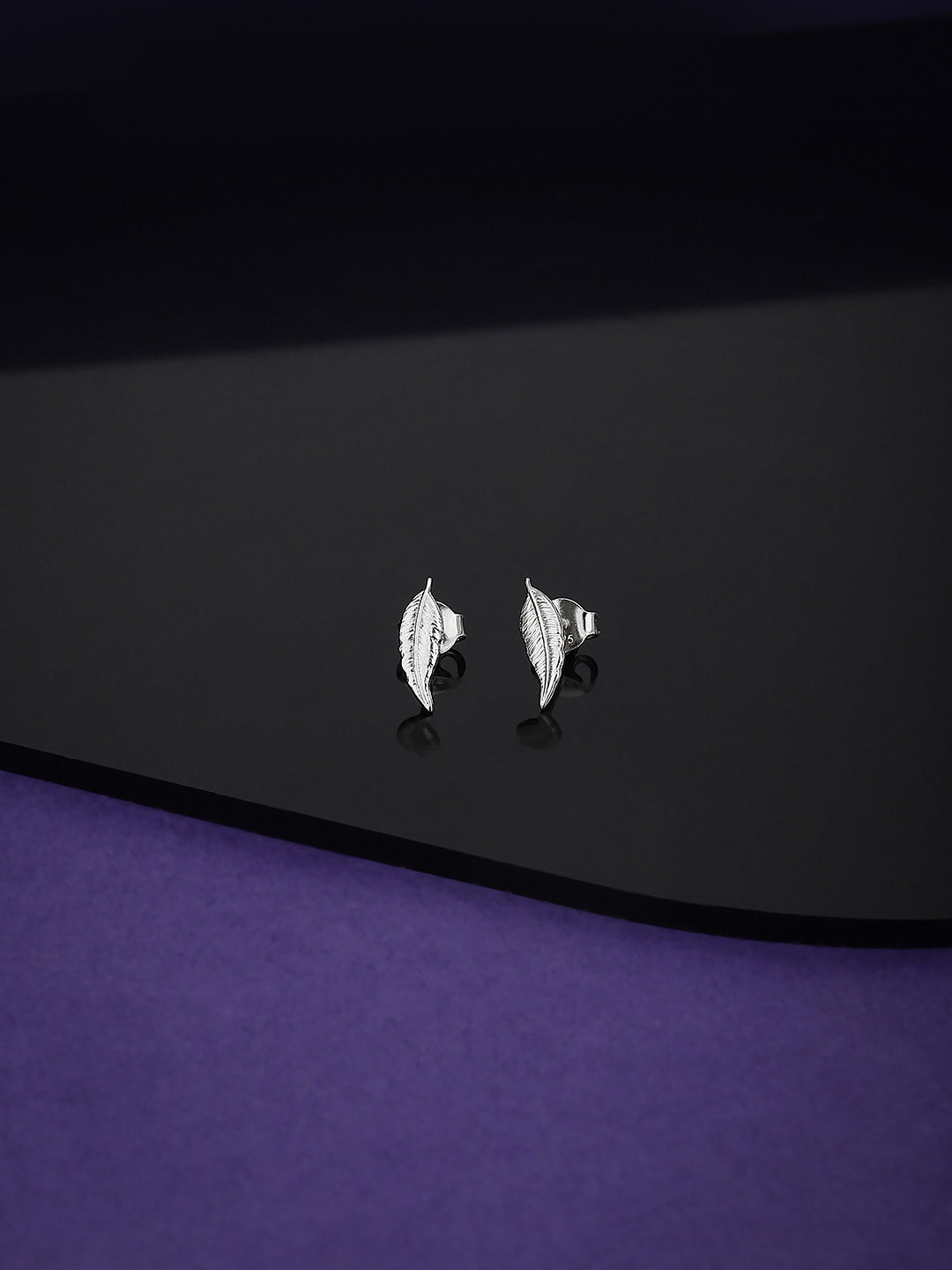 VANBELLE 925 Sterling Silver Leaf Shaped Studs Earrings