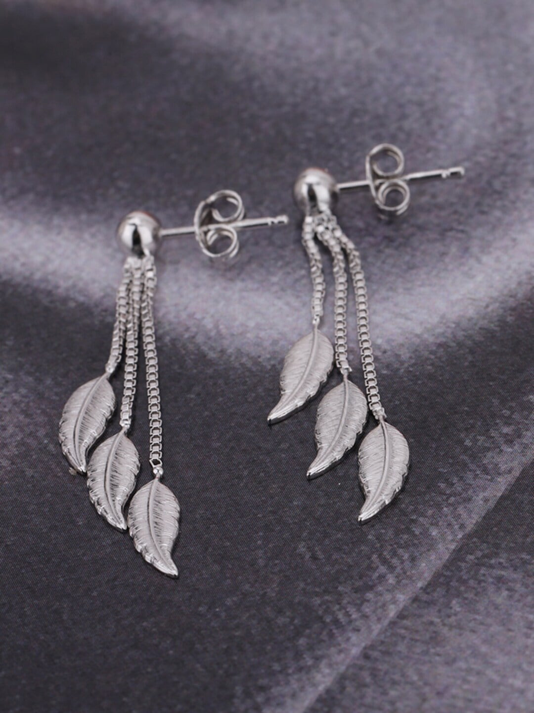 VANBELLE 925 Sterling Silver Feather Shaped Drop Earrings
