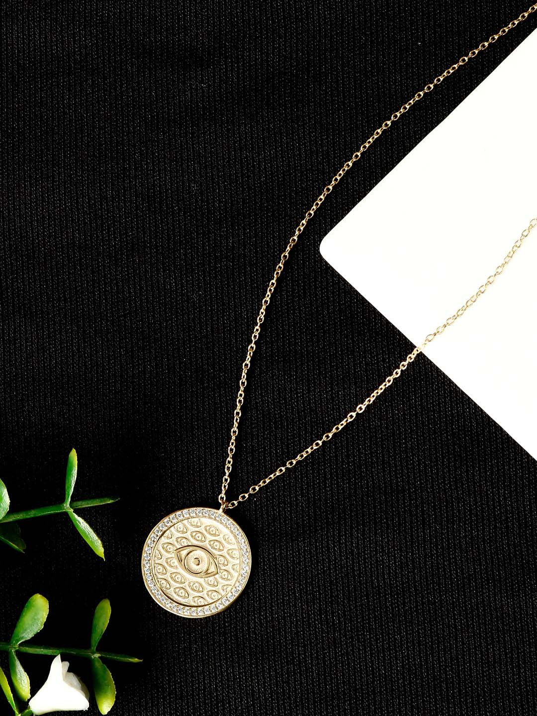 GIVA 925 Sterling Silver 18k Gold Plated Evil Eye Disc Pendant