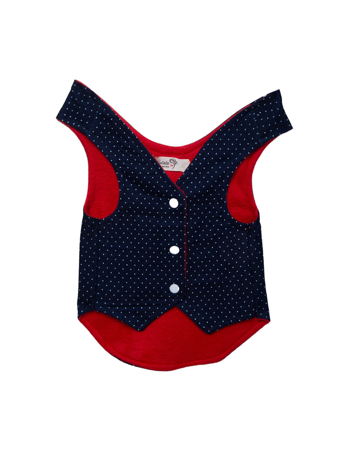 Lulala Navy Blue & Red Printed Dog Jacket