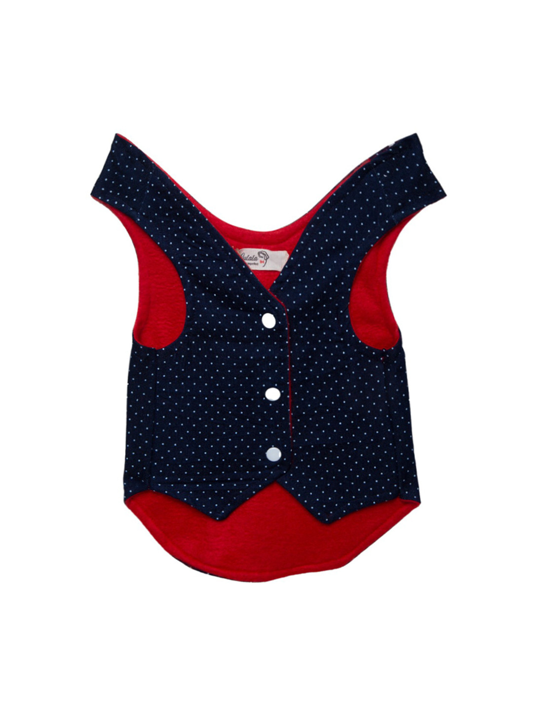 Lulala Navy Blue Printed Fleece Dog Jacket