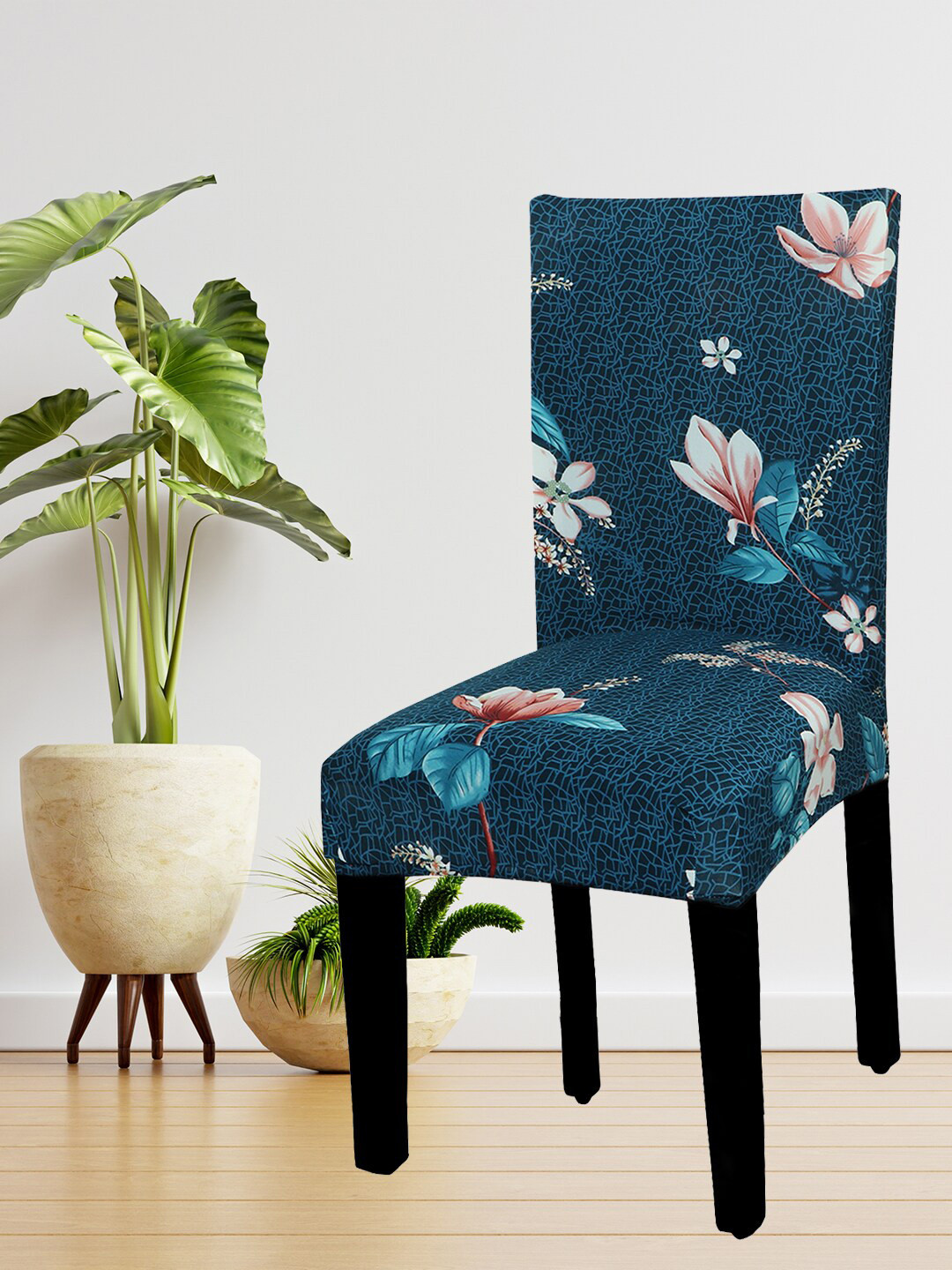HOUSE OF QUIRK Blue & Pink Removable Printed Chair Cover