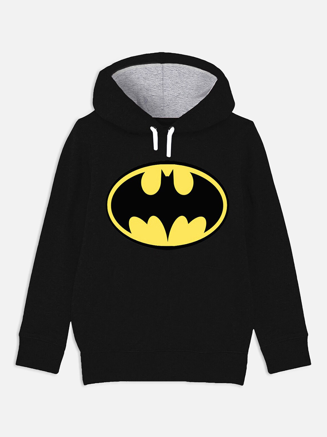 YK Justice League Boys Black Batman Printed Hooded Sweatshirt