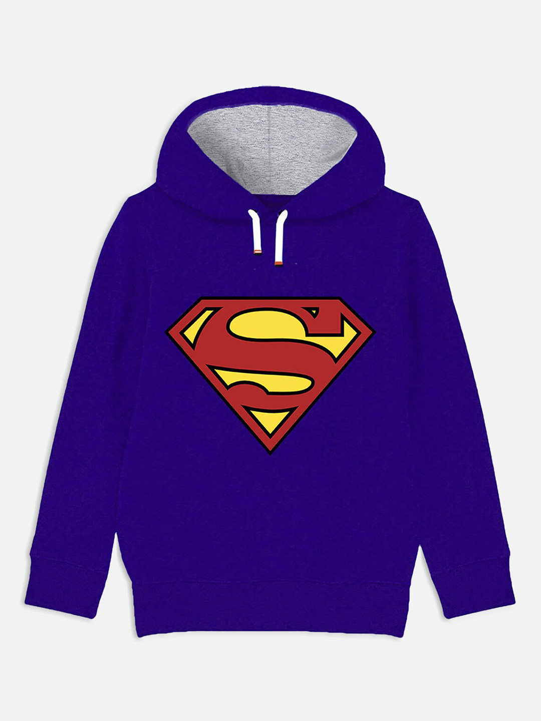 YK Justice League Boys Blue & Yellow Superman Printed Hooded Sweatshirt