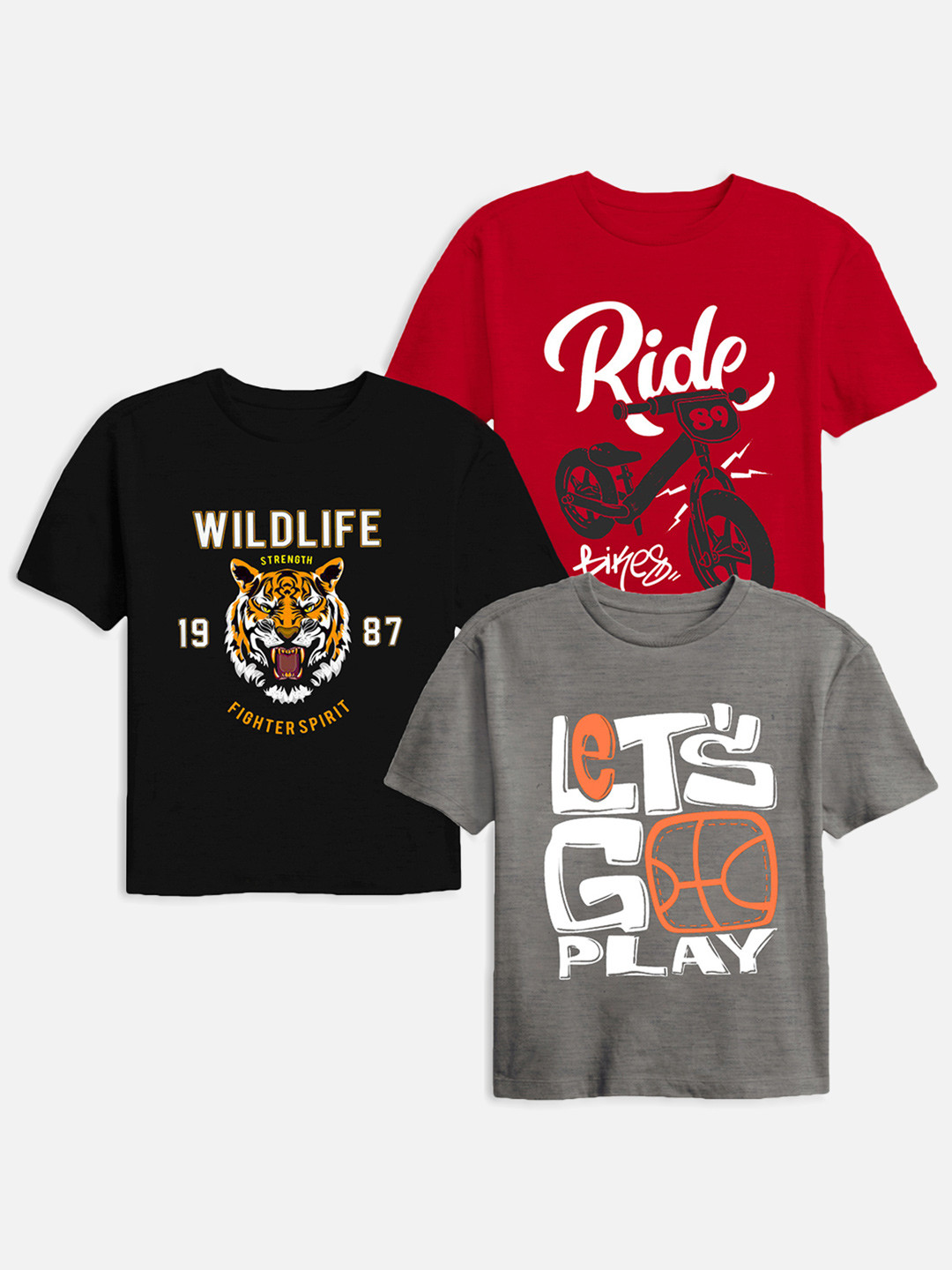 Miss & Chief Boys Pack of 3 rinted T-shirt