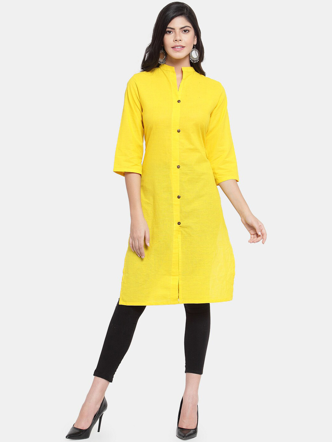 Enchanted Drapes Women Yellow Cotton Kurta