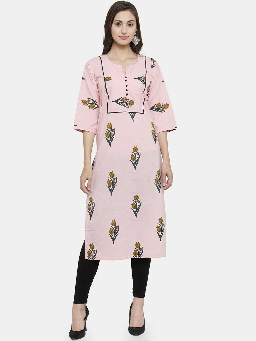 Enchanted Drapes Women Pink Floral Printed Cotton Kurta