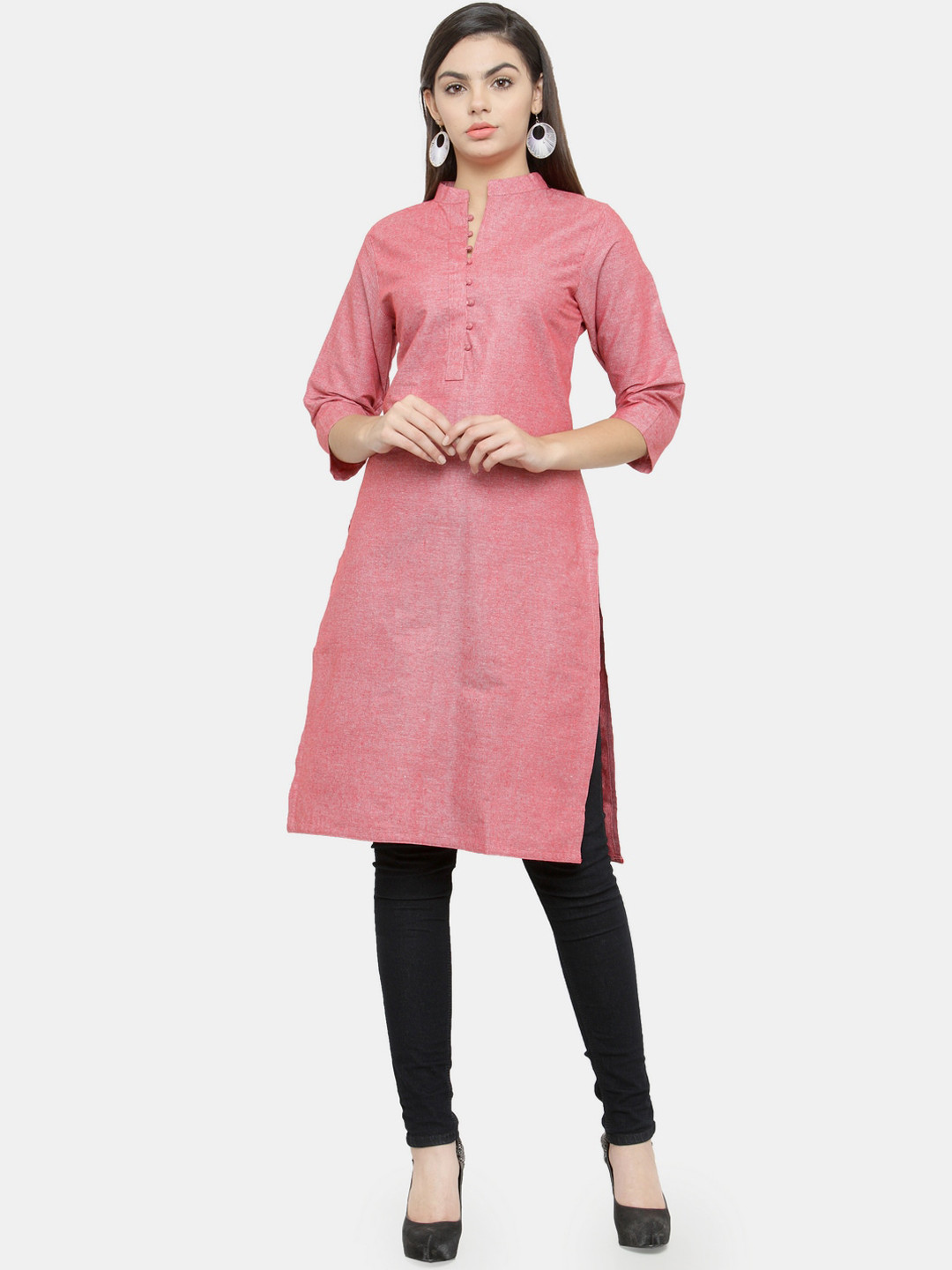 Enchanted Drapes Women Pink Cotton Kurta