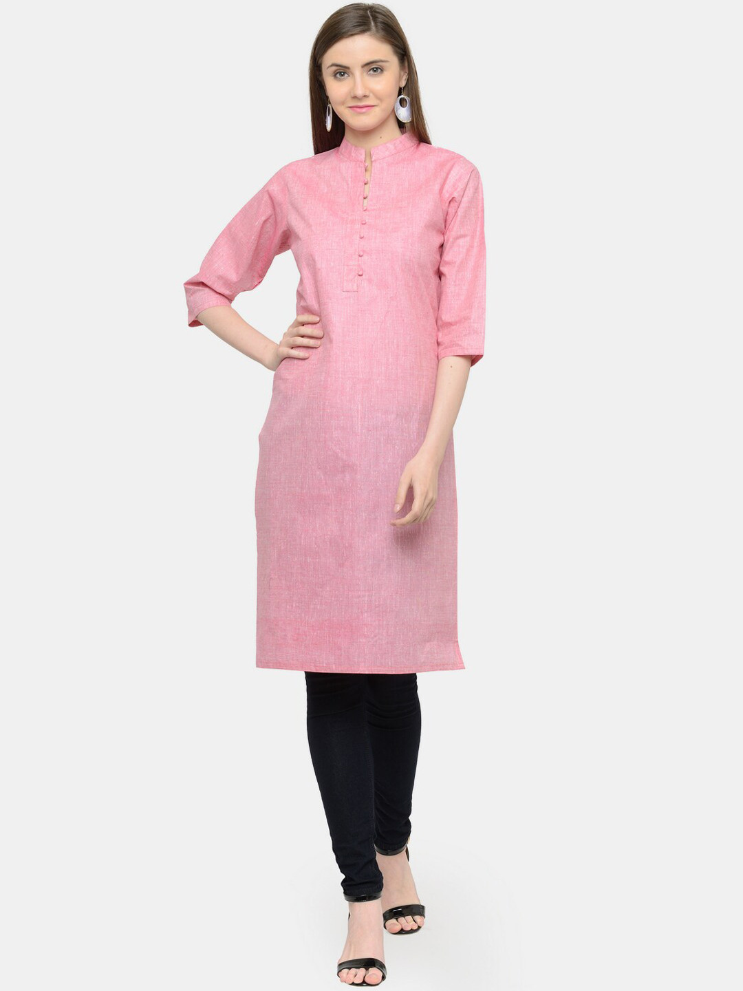 Enchanted Drapes Women Pink Solid Kurta