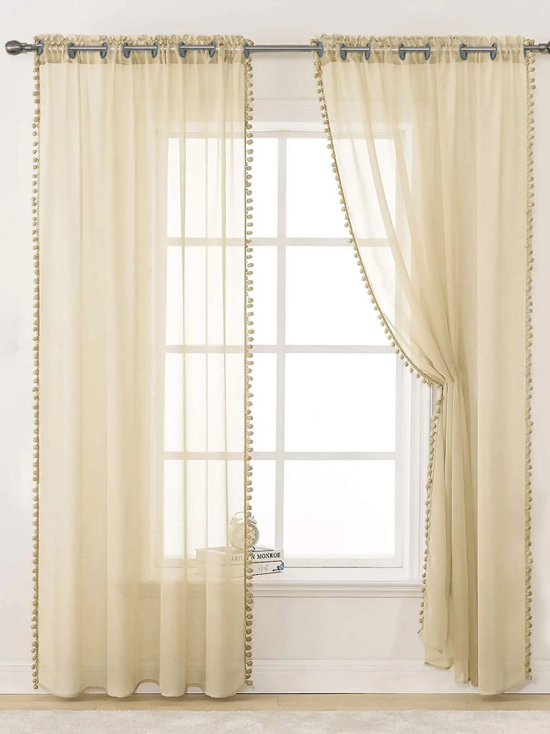 URBAN SPACE Beige Set of 2 Door Curtain