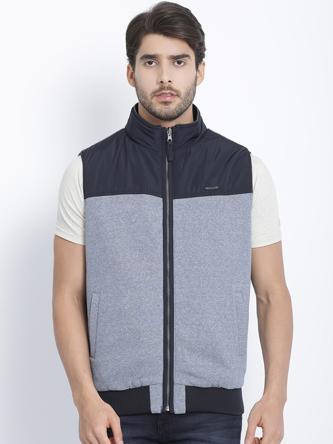 t-base Men Navy Blue Reversible Tailored Jacket