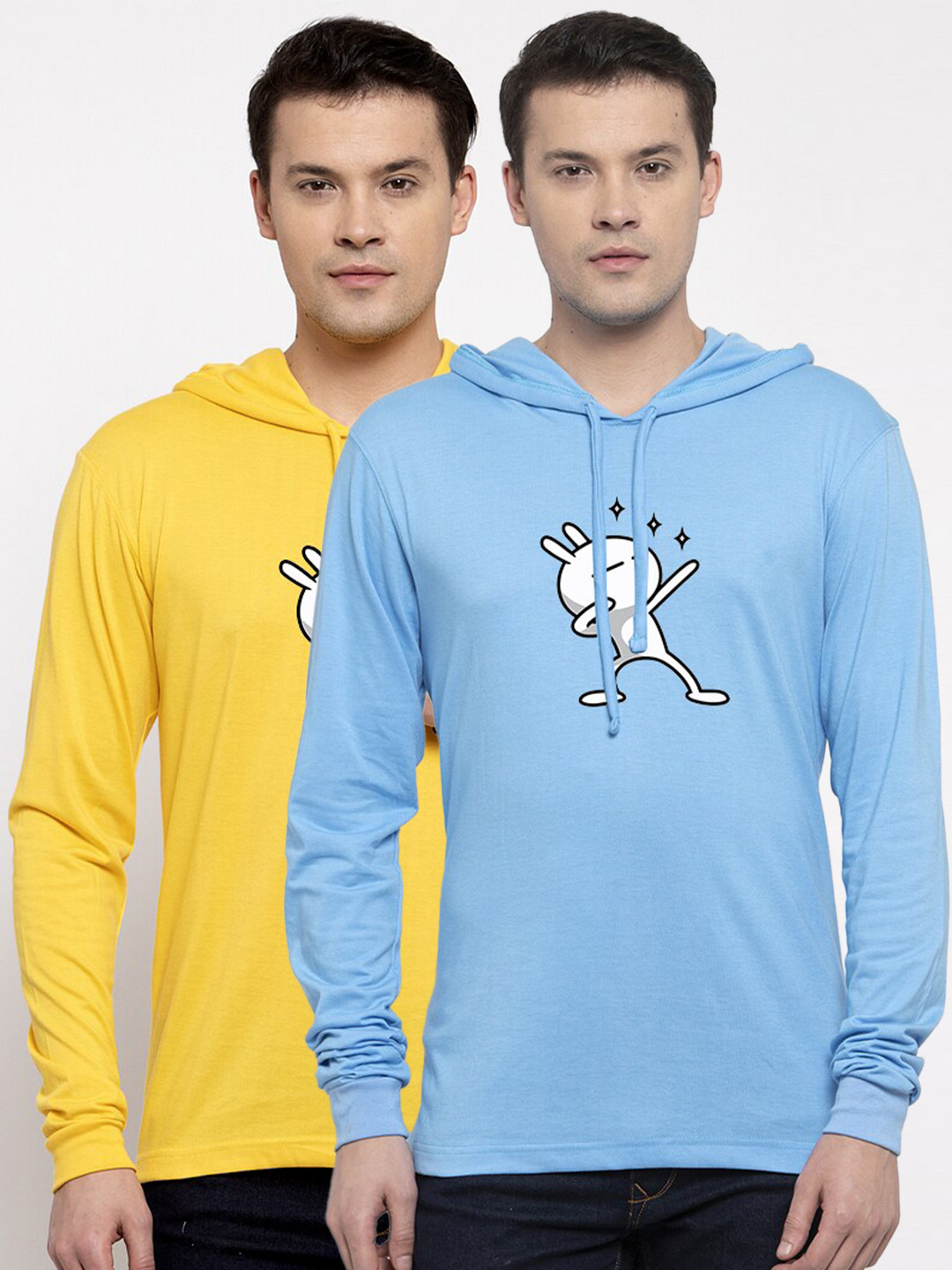 Friskers Men Yellow & vampire black Typography 2 Printed Pure Cotton Applique T-shirt