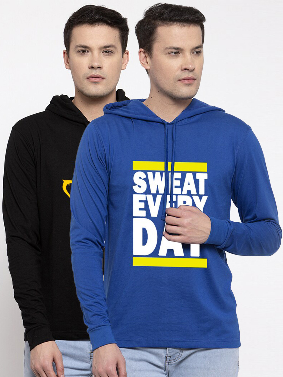 Friskers Men Black & dark blue 2 Printed Pure Cotton Applique T-shirt