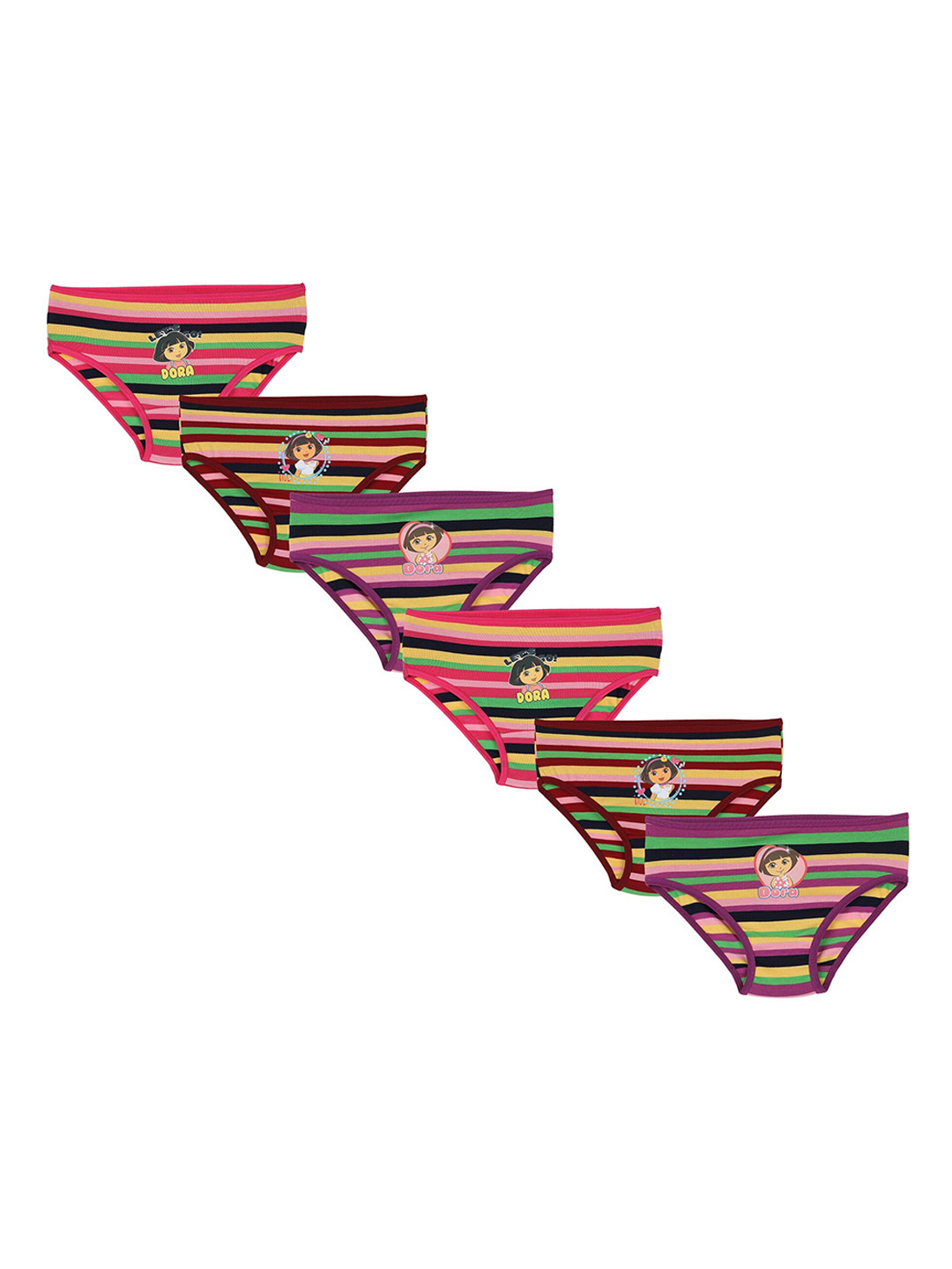 Red Rose Girls Pack Of 6 Dora Printed Cotton Basic Briefs