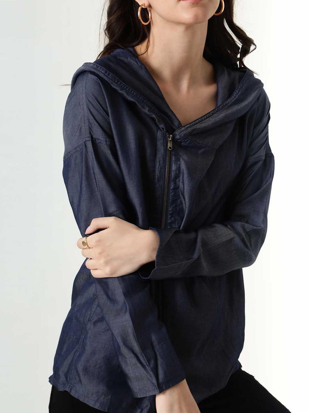 RAREISM Women Blue Front Open Shrug