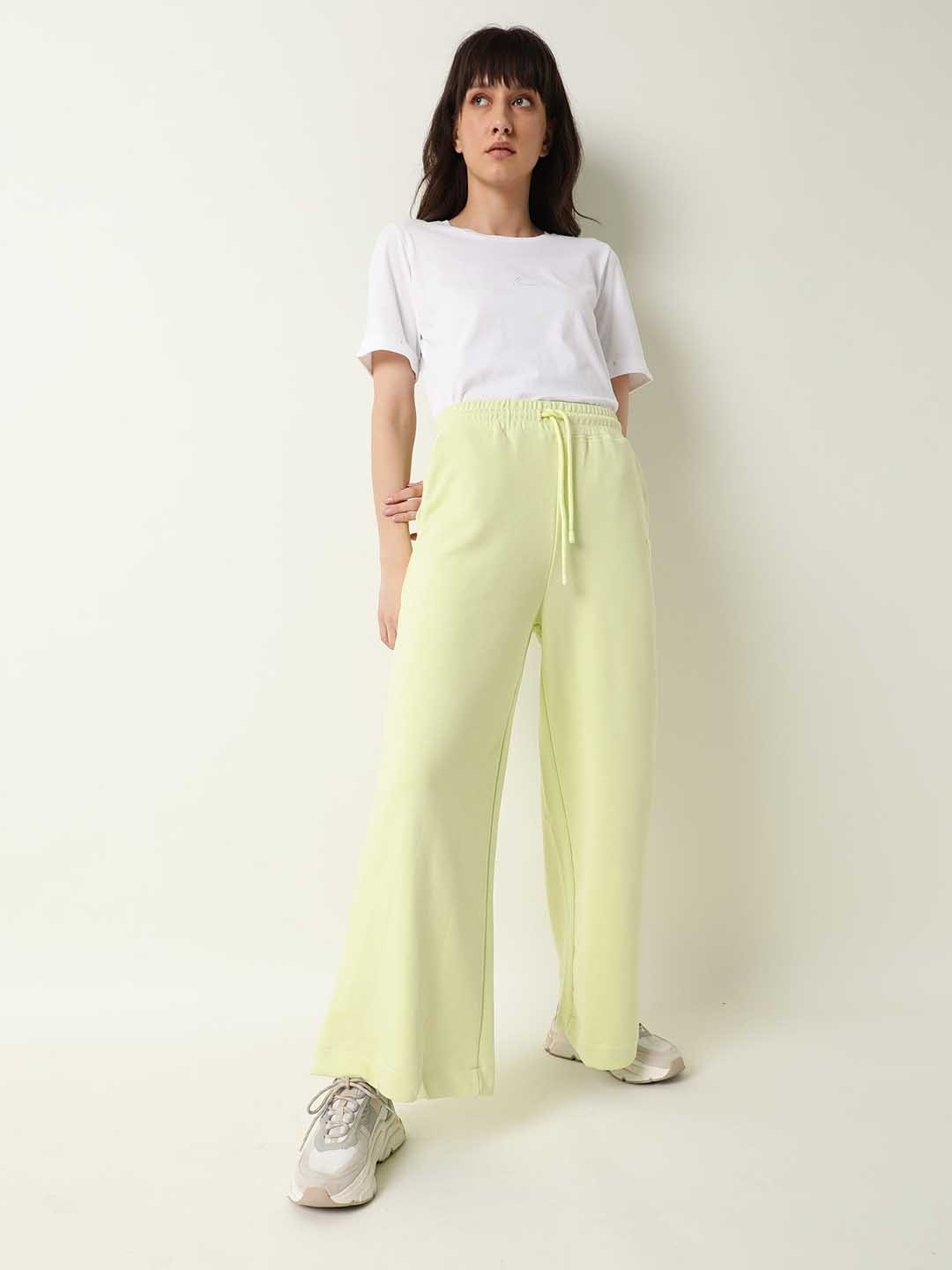 RAREISM Women Lime Green Solid Relaxed Fit Track Pants