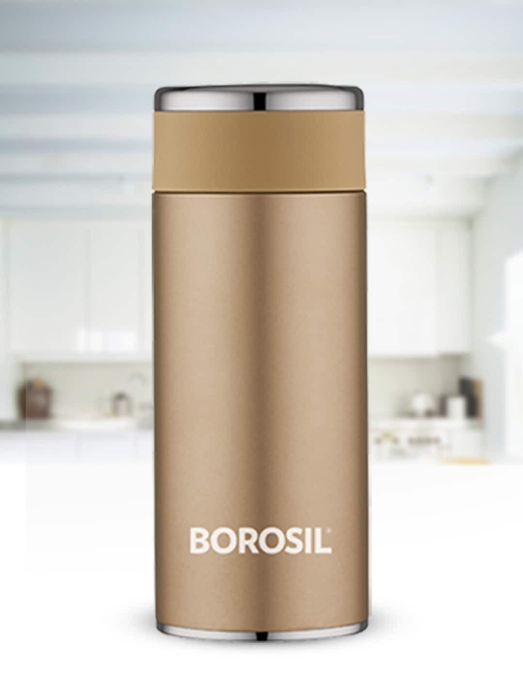 BOROSIL Rose Gold Solid Stainless Steel Spill Proof Flask - 260ml