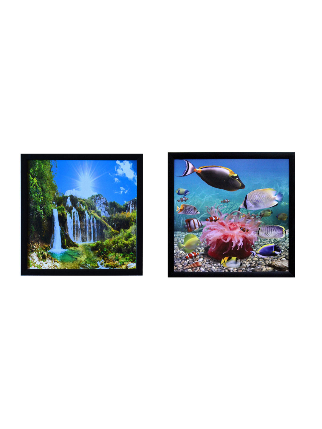 eCraftIndia Scenary & Sea Paper 2 Pcs Wall Square Photographs Wall Art 11x11In