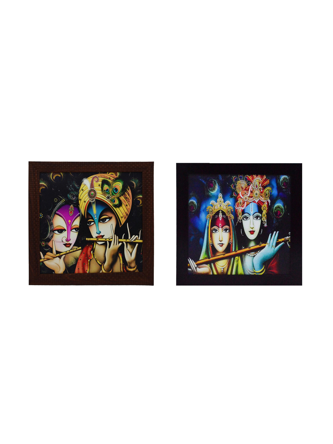 eCraftIndia Multicoloured Set of 2 Lord Radha Krishna UV Wall Art