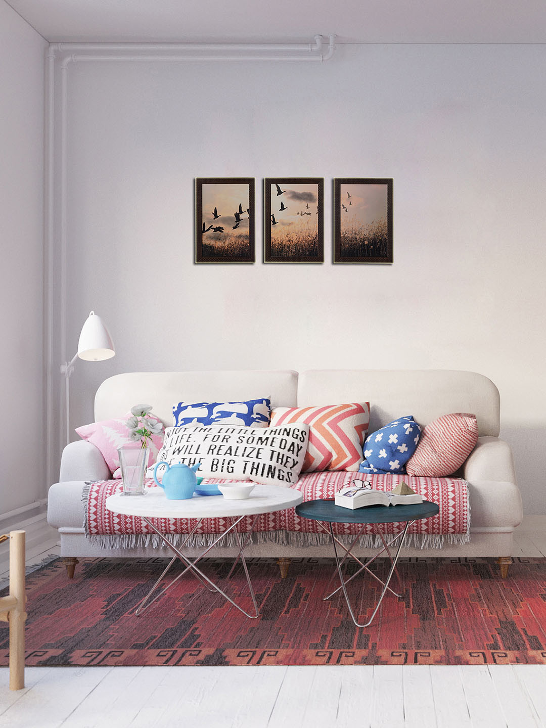 eCraftIndia Multicoloured Set of 3 Flying Birds UV Wall Art