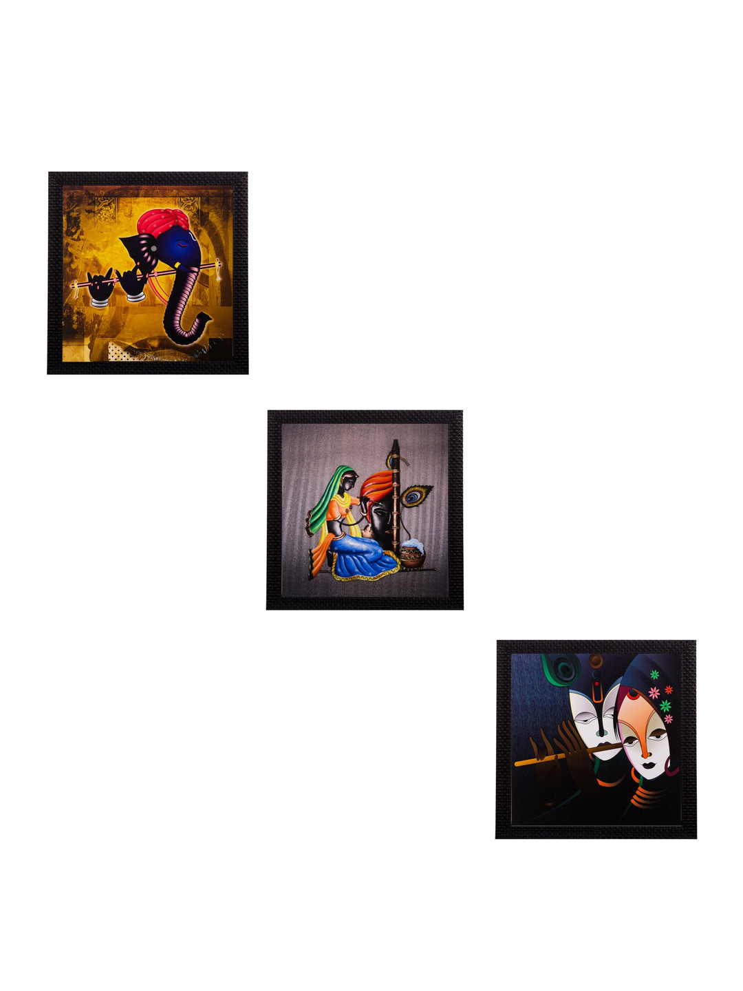 eCraftIndia Multicoloured Set of 3 Religious UV Wall Art