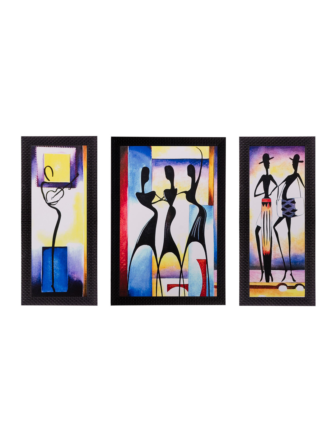 eCraftIndia Set of 3 Multicoloured Dancing Girls UV Wall Art