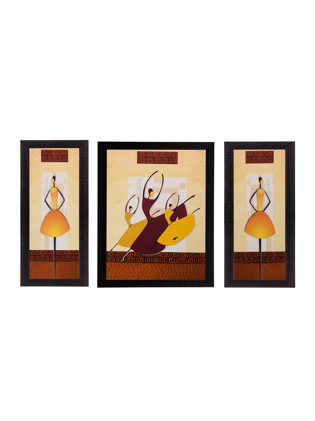 eCraftIndia Dancing Girls Synthetic Wood Wall Rectangle Paintings Wall Art