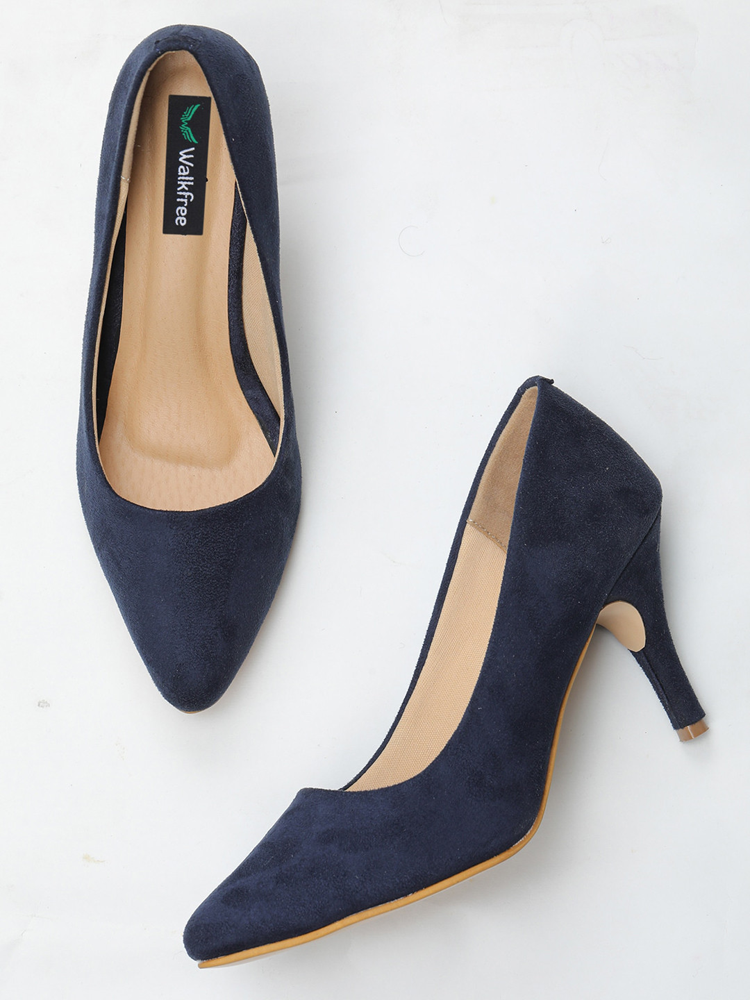 Walkfree Navy Blue Suede Pumps